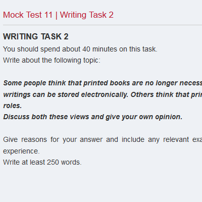 Mock Test 11 | Writing Task 2