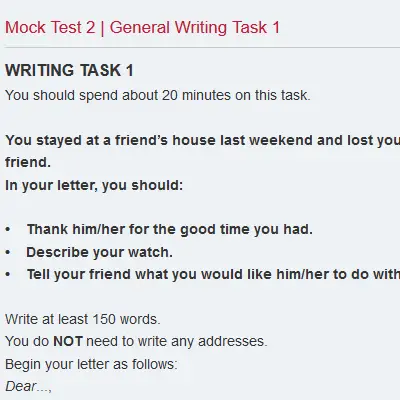 Mock Test 2 | General Writing Task 1