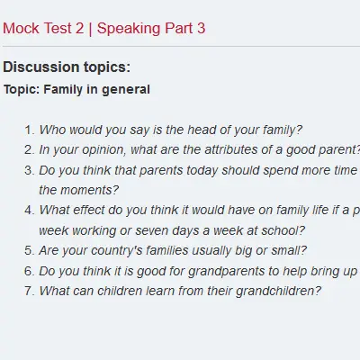 Mock Test 2 | Speaking Part 3