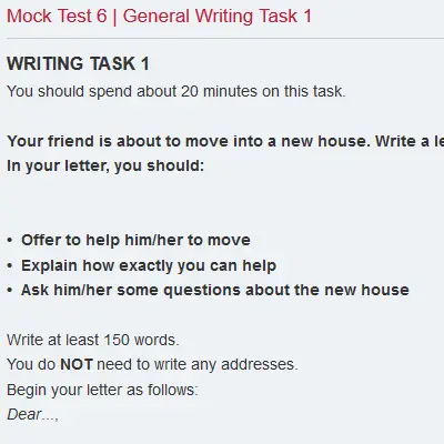 Mock Test 6 | General Writing Task 1