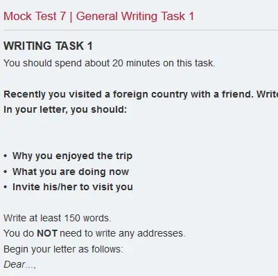 Mock Test 7 | General Writing Task 1