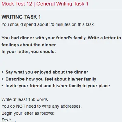 Mock Test 12 | General Writing Task 1