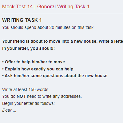Mock Test 14 | General Writing Task 1