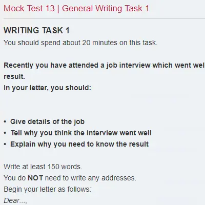 Mock Test 13 | General Writing Task 1