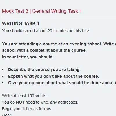 Mock Test 3 | General Writing Task 1