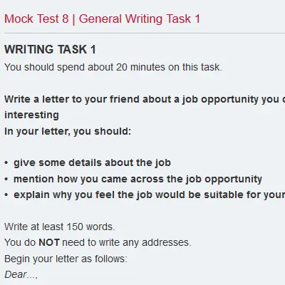 Mock Test 8 | General Writing Task 1