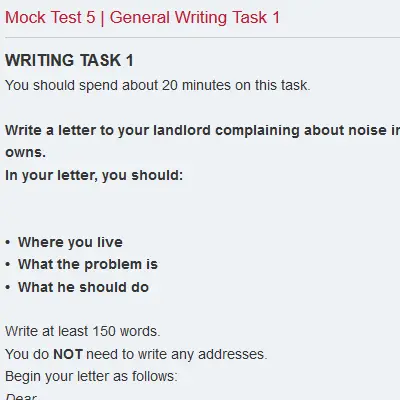 Mock Test 5 | General Writing Task 1