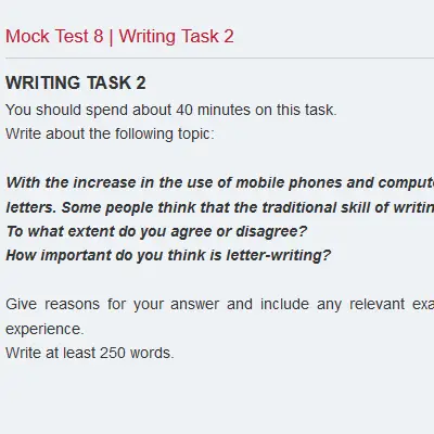 Mock Test 8 | Writing Task 2