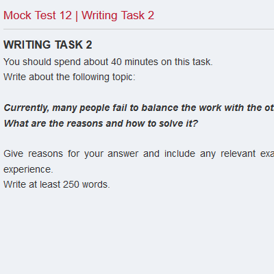 Mock Test 12 | Writing Task 2